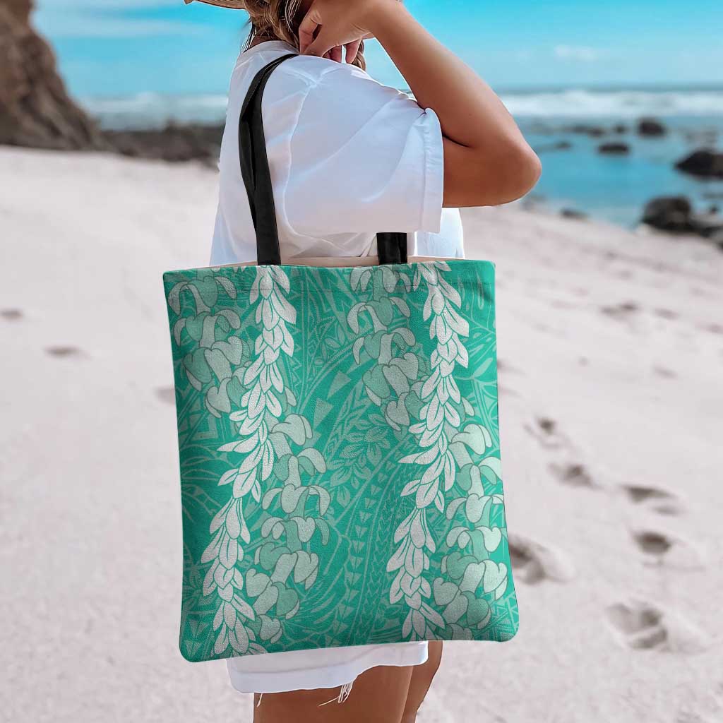 Puakenikeni and Maile Lei Tote Bag Sage Green Double Strand Lei - Polynesian Pride