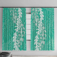 Puakenikeni and Maile Lei Window Curtain Sage Green Double Strand Lei