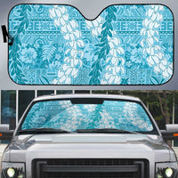 Blue Puakenikeni and Maile Lei Auto Sun Shade Hawaiian Style Tribal Tapa Double Strand Lei - Polynesian Pride