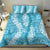 Blue Puakenikeni and Maile Lei Bedding Set Hawaiian Style Tribal Tapa Double Strand Lei