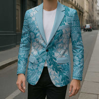 Blue Puakenikeni and Maile Lei Blazer Hawaiian Style Tribal Tapa Double Strand Lei - Polynesian Pride