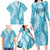 Blue Puakenikeni and Maile Lei Family Matching Long Sleeve Bodycon Dress and Hawaiian Shirt Hawaiian Style Tribal Tapa Double Strand Lei