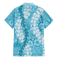 Blue Puakenikeni and Maile Lei Family Matching Mermaid Dress and Hawaiian Shirt Hawaiian Style Tribal Tapa Double Strand Lei LT9 - Polynesian Pride