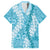 Blue Puakenikeni and Maile Lei Family Matching Short Sleeve Bodycon Dress and Hawaiian Shirt Hawaiian Style Tribal Tapa Double Strand Lei