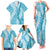 Blue Puakenikeni and Maile Lei Family Matching Tank Maxi Dress and Hawaiian Shirt Hawaiian Style Tribal Tapa Double Strand Lei