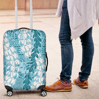 Blue Puakenikeni and Maile Lei Luggage Cover Hawaiian Style Tribal Tapa Double Strand Lei