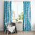 Blue Puakenikeni and Maile Lei Window Curtain Hawaiian Style Tribal Tapa Double Strand Lei