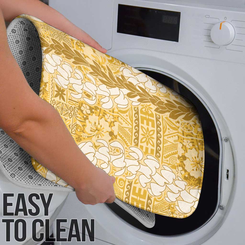 Gold Puakenikeni and Maile Lei Bathroom Set Hawaiian Style Tribal Tapa Double Strand Lei - Polynesian Pride