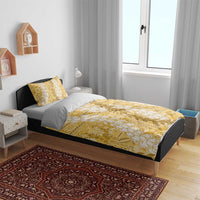Gold Puakenikeni and Maile Lei Bedding Set Hawaiian Style Tribal Tapa Double Strand Lei