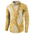 Gold Puakenikeni and Maile Lei Button Sweatshirt Hawaiian Style Tribal Tapa Double Strand Lei
