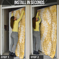 Gold Puakenikeni and Maile Lei Door Cover Hawaiian Style Tribal Tapa Double Strand Lei - Polynesian Pride