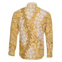 Gold Puakenikeni and Maile Lei Family Matching Off Shoulder Short Dress and Hawaiian Shirt Hawaiian Style Tribal Tapa Double Strand Lei LT9 - Polynesian Pride