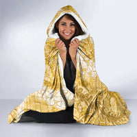 Gold Puakenikeni and Maile Lei Hooded Blanket Hawaiian Style Tribal Tapa Double Strand Lei
