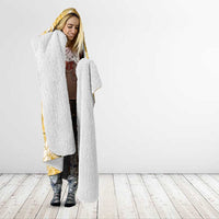 Gold Puakenikeni and Maile Lei Hooded Blanket Hawaiian Style Tribal Tapa Double Strand Lei