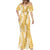 Gold Puakenikeni and Maile Lei Mermaid Dress Hawaiian Style Tribal Tapa Double Strand Lei