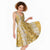 Gold Puakenikeni and Maile Lei Midi Dress Hawaiian Style Tribal Tapa Double Strand Lei - Polynesian Pride