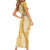 Gold Puakenikeni and Maile Lei Short Sleeve Bodycon Dress Hawaiian Style Tribal Tapa Double Strand Lei