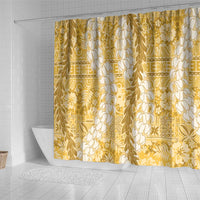 Gold Puakenikeni and Maile Lei Shower Curtain Hawaiian Style Tribal Tapa Double Strand Lei LT9 - Polynesian Pride