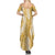 Gold Puakenikeni and Maile Lei Summer Maxi Dress Hawaiian Style Tribal Tapa Double Strand Lei