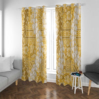 Gold Puakenikeni and Maile Lei Window Curtain Hawaiian Style Tribal Tapa Double Strand Lei