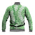 Green Puakenikeni and Maile Lei Baseball Jacket Hawaiian Style Tribal Tapa Double Strand Lei