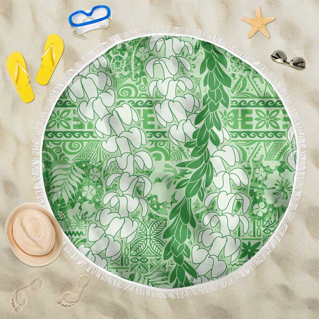 Green Puakenikeni and Maile Lei Beach Blanket Hawaiian Style Tribal Tapa Double Strand Lei