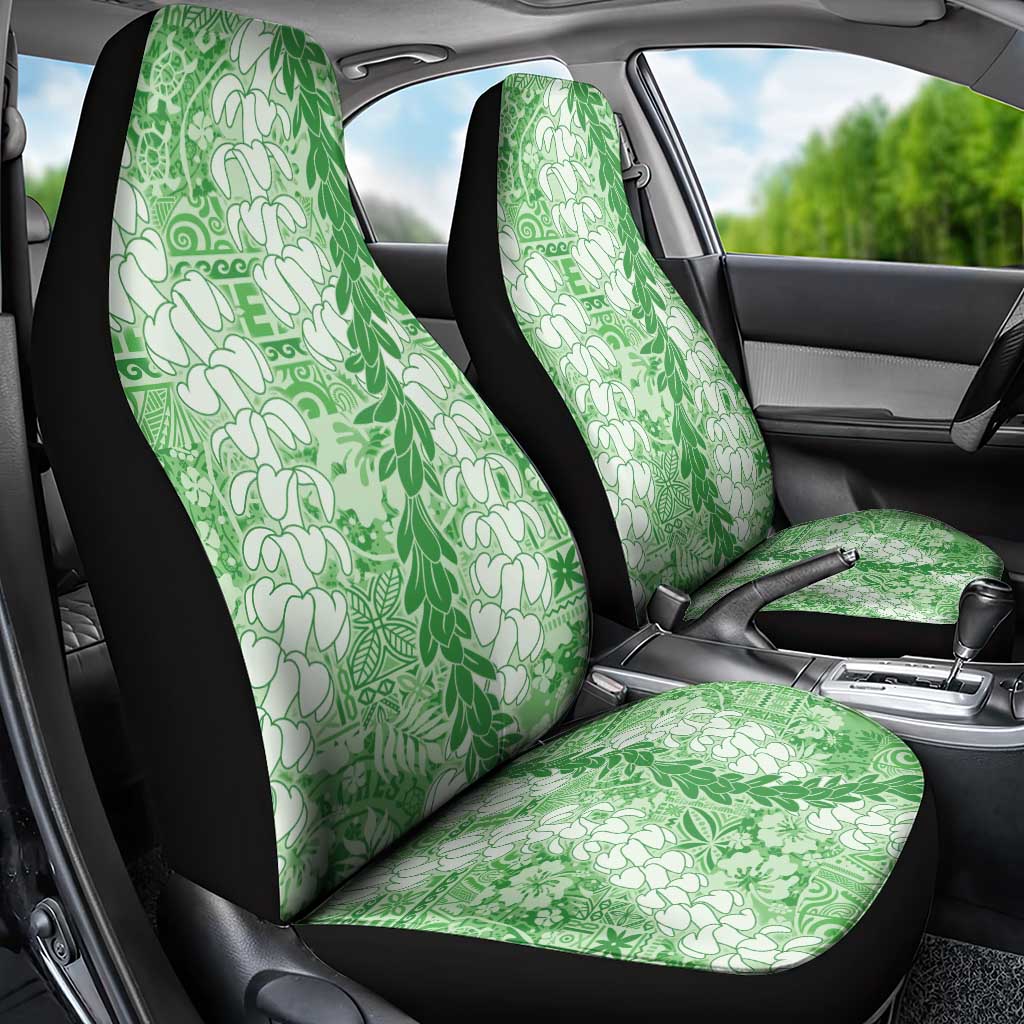 Green Puakenikeni and Maile Lei Car Seat Cover Hawaiian Style Tribal Tapa Double Strand Lei