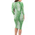 Green Puakenikeni and Maile Lei Family Matching Long Sleeve Bodycon Dress and Hawaiian Shirt Hawaiian Style Tribal Tapa Double Strand Lei