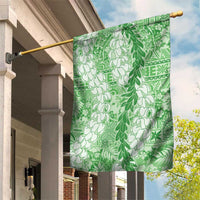 Green Puakenikeni and Maile Lei Garden Flag Hawaiian Style Tribal Tapa Double Strand Lei LT9 House Flag Green - Polynesian Pride