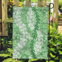 Green Puakenikeni and Maile Lei Garden Flag Hawaiian Style Tribal Tapa Double Strand Lei LT9 Garden Flag Green - Polynesian Pride