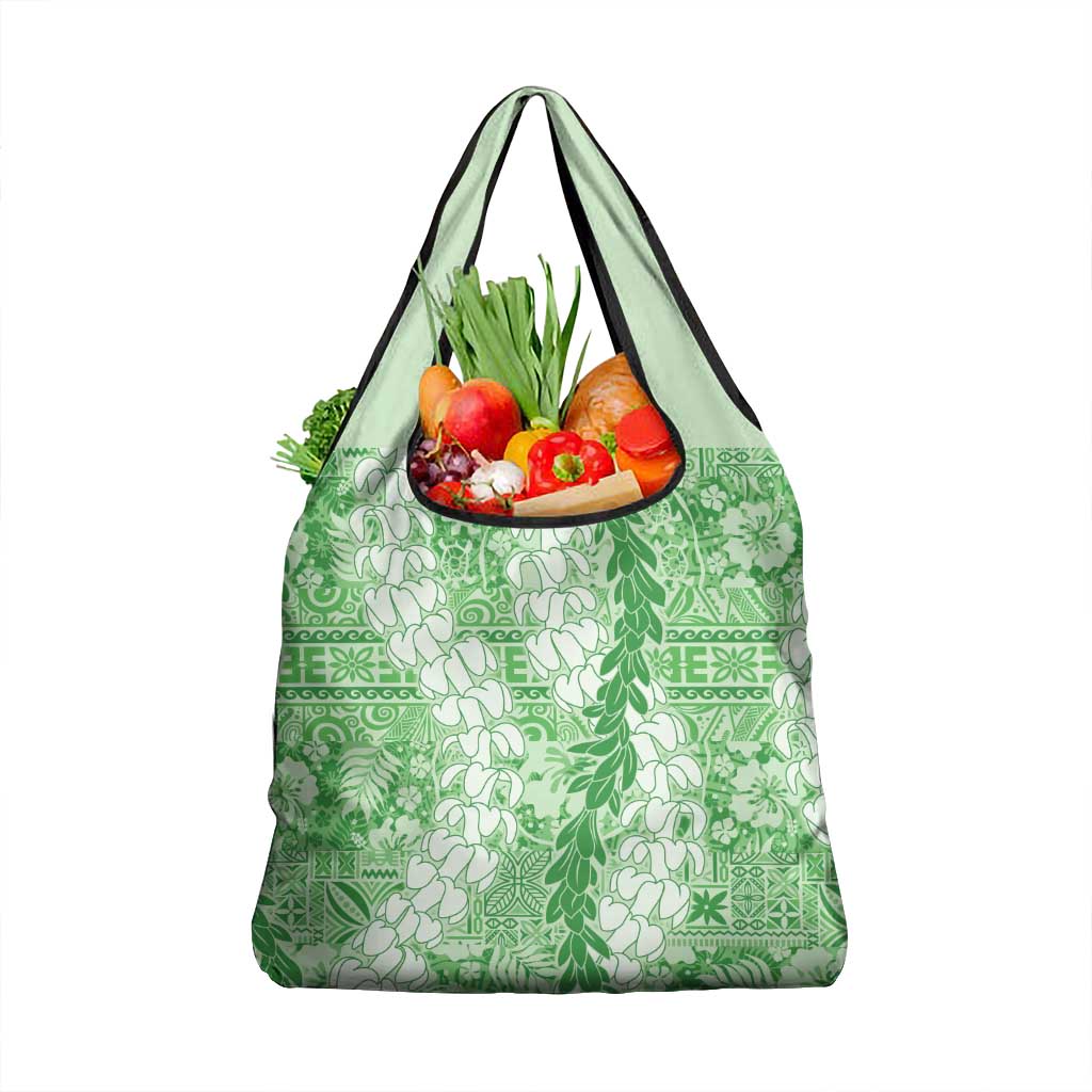 Green Puakenikeni and Maile Lei Grocery Bag Hawaiian Style Tribal Tapa Double Strand Lei