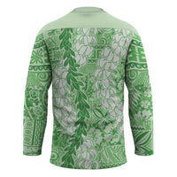 Green Puakenikeni and Maile Lei Hockey Jersey Hawaiian Style Tribal Tapa Double Strand Lei LT9 - Polynesian Pride