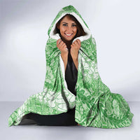 Green Puakenikeni and Maile Lei Hooded Blanket Hawaiian Style Tribal Tapa Double Strand Lei