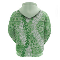 Green Puakenikeni and Maile Lei Hoodie Hawaiian Style Tribal Tapa Double Strand Lei