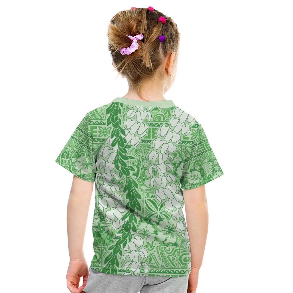 Green Puakenikeni and Maile Lei Kid T Shirt Hawaiian Style Tribal Tapa Double Strand Lei LT9 - Polynesian Pride