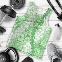 Green Puakenikeni and Maile Lei Men Tank Top Hawaiian Style Tribal Tapa Double Strand Lei LT9 - Polynesian Pride