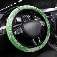 Green Puakenikeni and Maile Lei Steering Wheel Cover Hawaiian Style Tribal Tapa Double Strand Lei