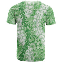 Green Puakenikeni and Maile Lei T Shirt Hawaiian Style Tribal Tapa Double Strand Lei