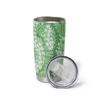 Green Puakenikeni and Maile Lei Tumbler Cup Hawaiian Style Tribal Tapa Double Strand Lei