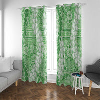 Green Puakenikeni and Maile Lei Window Curtain Hawaiian Style Tribal Tapa Double Strand Lei