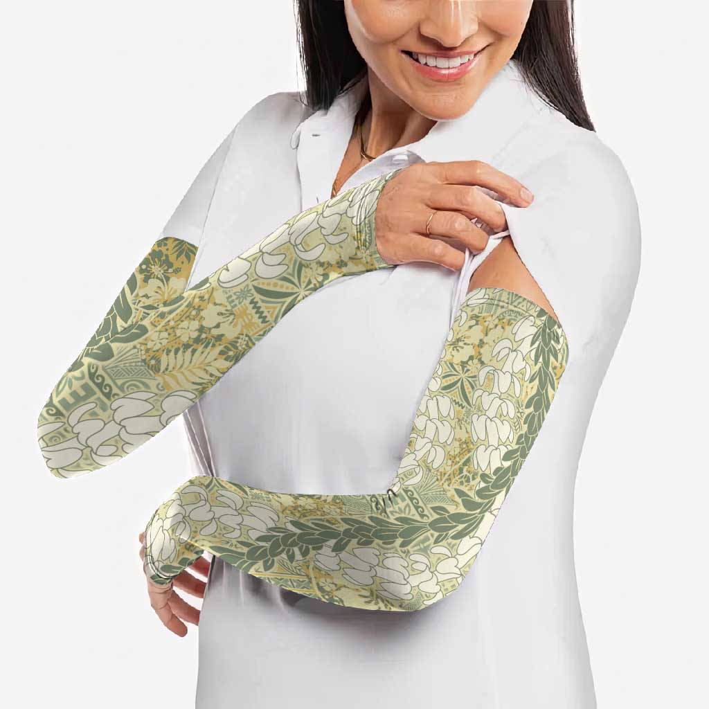 Vintage Puakenikeni and Maile Lei Arm Sleeves Hawaiian Style Tribal Tapa Double Strand Lei - Polynesian Pride