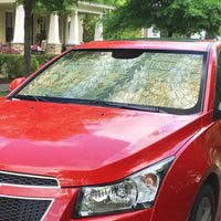 Vintage Puakenikeni and Maile Lei Auto Sun Shade Hawaiian Style Tribal Tapa Double Strand Lei - Polynesian Pride