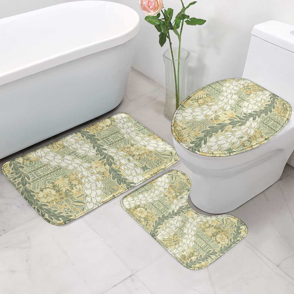 Vintage Puakenikeni and Maile Lei Bathroom Set Hawaiian Style Tribal Tapa Double Strand Lei - Polynesian Pride