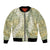 Vintage Puakenikeni and Maile Lei Bomber Jacket Hawaiian Style Tribal Tapa Double Strand Lei
