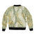 Vintage Puakenikeni and Maile Lei Bomber Jacket Hawaiian Style Tribal Tapa Double Strand Lei
