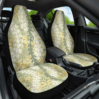 Vintage Puakenikeni and Maile Lei Car Seat Cover Hawaiian Style Tribal Tapa Double Strand Lei