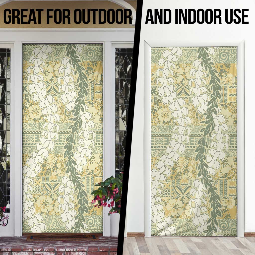 Vintage Puakenikeni and Maile Lei Door Cover Hawaiian Style Tribal Tapa Double Strand Lei - Polynesian Pride