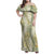Vintage Puakenikeni and Maile Lei Family Matching Off Shoulder Maxi Dress and Hawaiian Shirt Hawaiian Style Tribal Tapa Double Strand Lei