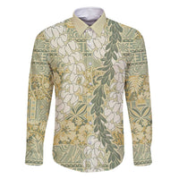 Vintage Puakenikeni and Maile Lei Family Matching Summer Maxi Dress and Hawaiian Shirt Hawaiian Style Tribal Tapa Double Strand Lei