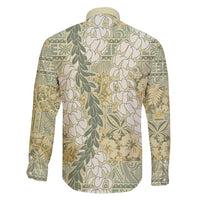 Vintage Puakenikeni and Maile Lei Family Matching Summer Maxi Dress and Hawaiian Shirt Hawaiian Style Tribal Tapa Double Strand Lei